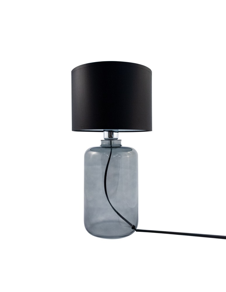 Table lamps with lampshade - Zuma Line table SAMASUN transparent graphite base black lampshade 1xE27 5504BK - product kolory-swiatla.pl 2