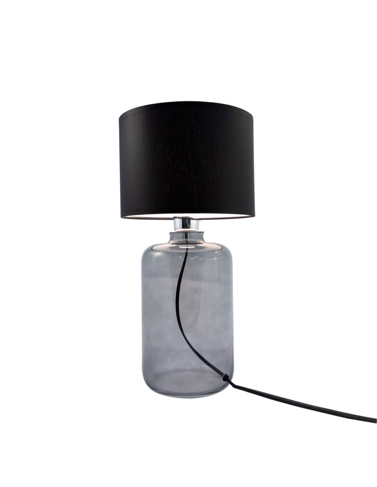 Table lamps with lampshade - Zuma Line table SAMASUN transparent graphite base black lampshade 1xE27 5504BK - product kolory-swiatla.pl 1