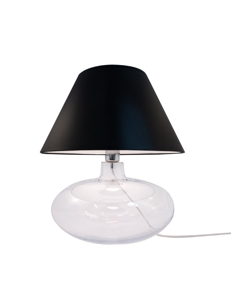 Table lamps with lampshade - Zuma Line ADANA table transparent base black lampshade 1xE27 5519BK - product kolory-swiatla.pl 1