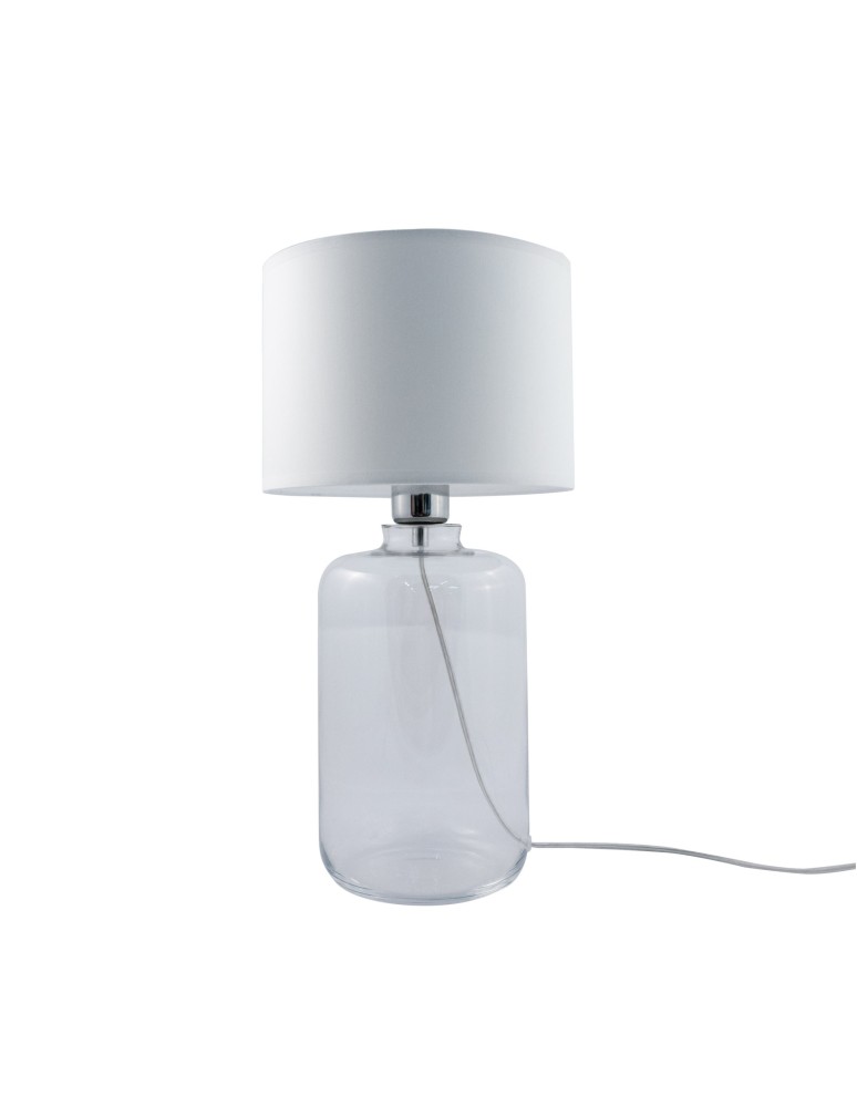 Table lamps with lampshade - Zuma Line table SAMASUN transparent base black white 1xE27 5500WH. - product kolory-swiatla.pl 2
