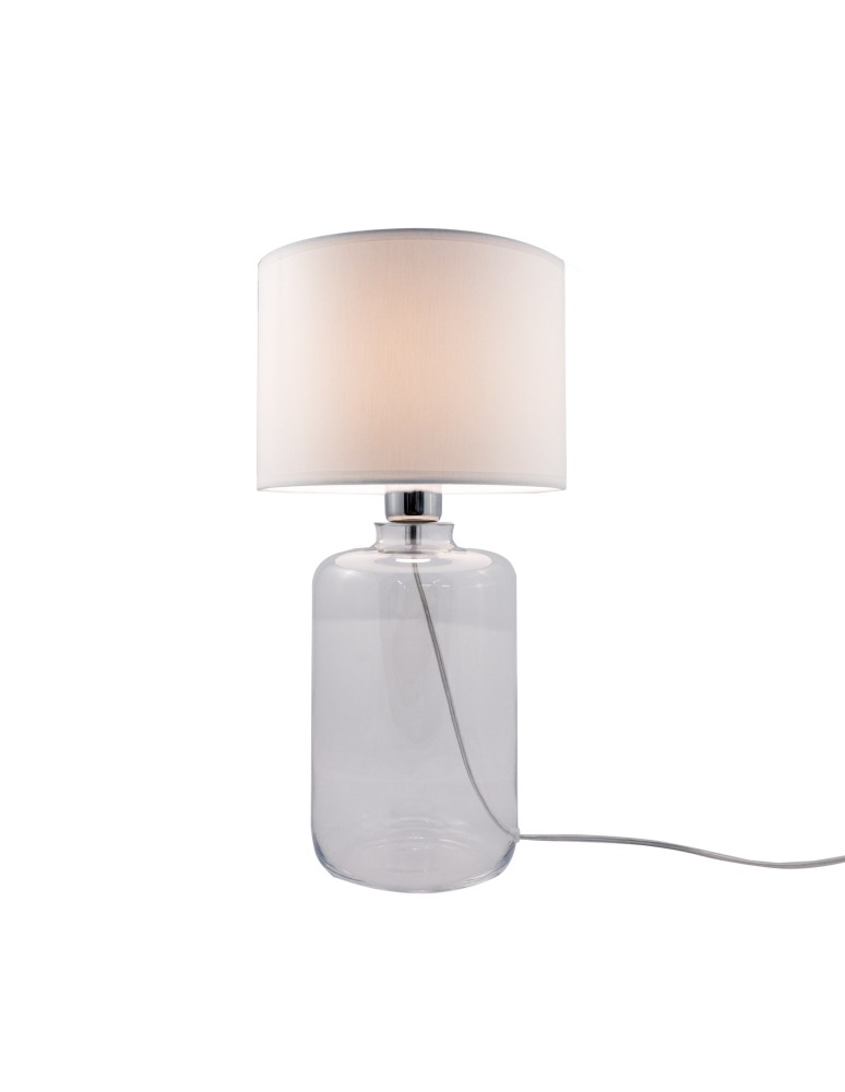Table lamps with lampshade - Zuma Line table SAMASUN transparent base black white 1xE27 5500WH. - product kolory-swiatla.pl 1