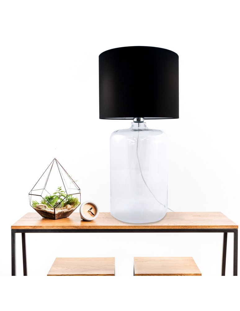 Table lamps with lampshade - Zuma Line AMARSA table transparent base lampshade black 1xE27 5507BK - product kolory-swiatla.pl 3