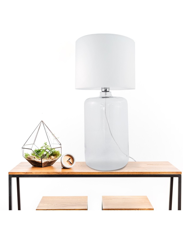 Table lamps with lampshade - Zuma Line AMARSA table transparent base lampshade white 1xE27 5506WH - product kolory-swiatla.pl 3