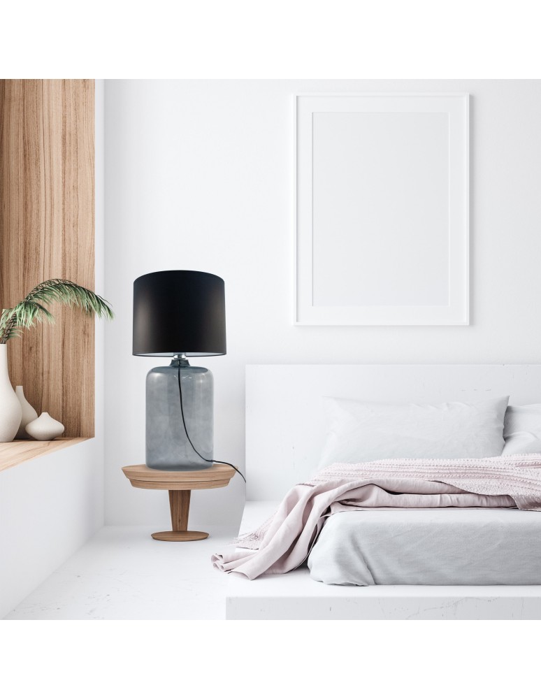 Table lamps with lampshade - Zuma Line AMARSA table transparent graphite base lampshade black 1xE27 5510BK - product kolory-swiatla.pl 3