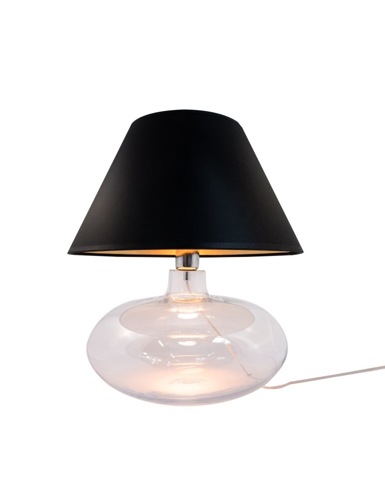 Table lamps with lampshade - Zuma Line ADANA table transparent graphite base lampshade black gold 1xE27 5520BKGO - product kolory-swiatla.pl 1