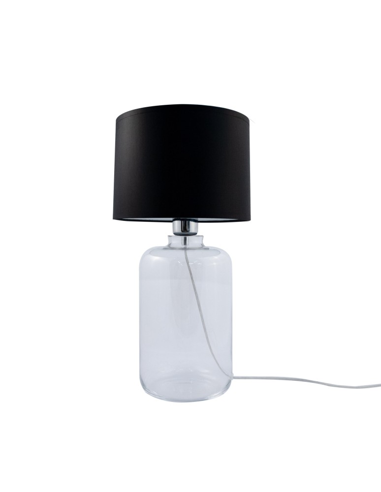 Table lamps with lampshade - Zuma Line table SAMASUN transparent base lampshade black 1xE27 5501BK - product kolory-swiatla.pl 2