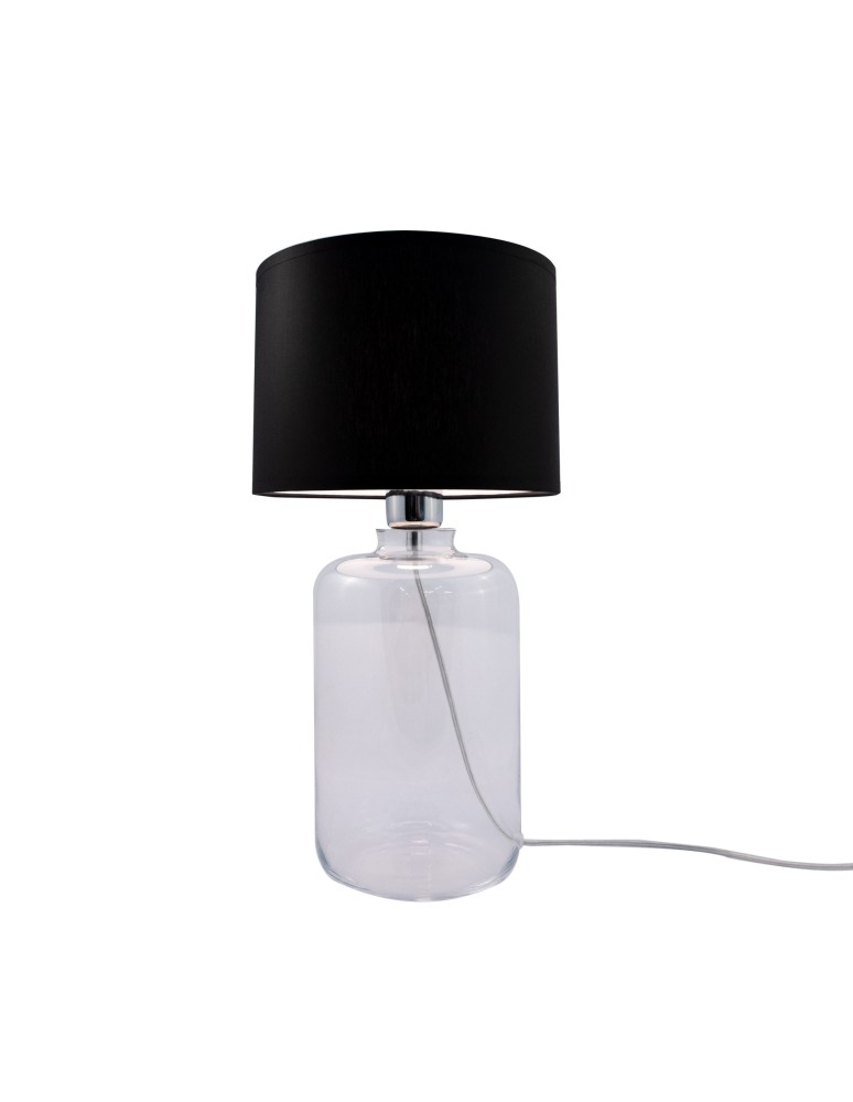 Table lamps with lampshade - Zuma Line table SAMASUN transparent base lampshade black 1xE27 5501BK - product kolory-swiatla.pl 1