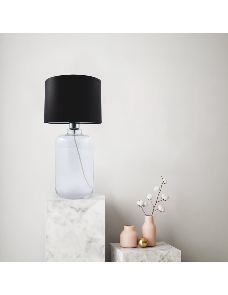 Table lamps with lampshade - Zuma Line table SAMASUN transparent base lampshade black 1xE27 5501BK - product kolory-swiatla.pl 3