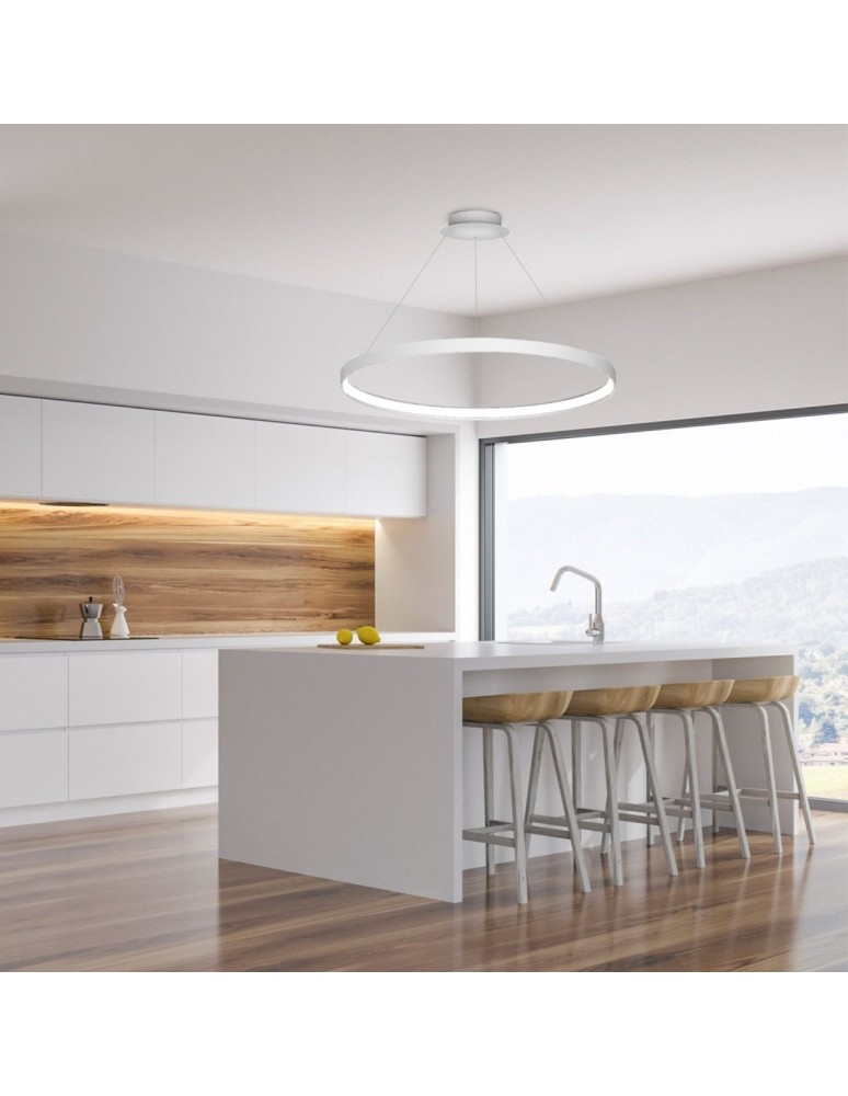 Pendant lamps circles - Zuma Line Pendant CIRCLE LED 70W 3000K 110cm cable length 250cm LA0717/1 - WH. - product kolory-swiatla.pl 4