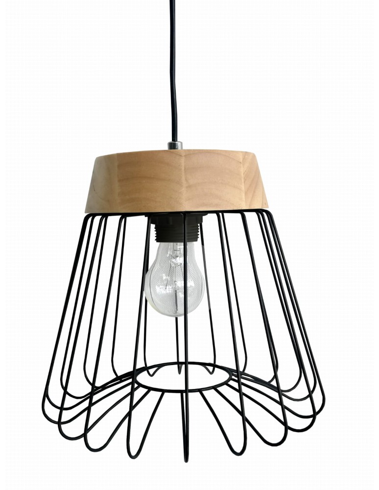 Pendant lamps - Light Prestige Nido pendant black E27 black/wood LP-128/1P BK - product kolory-swiatla.pl 1