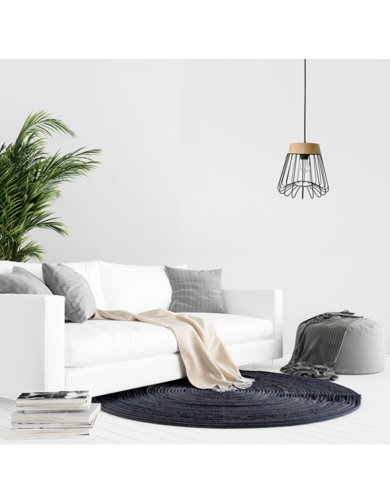 Pendant lamps - Light Prestige Nido pendant black E27 black/wood LP-128/1P BK - product kolory-swiatla.pl 3