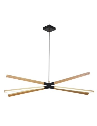 Light Prestige Lugano 6 pendant - 97 cm LED black/wood LP-2828/6P - 97