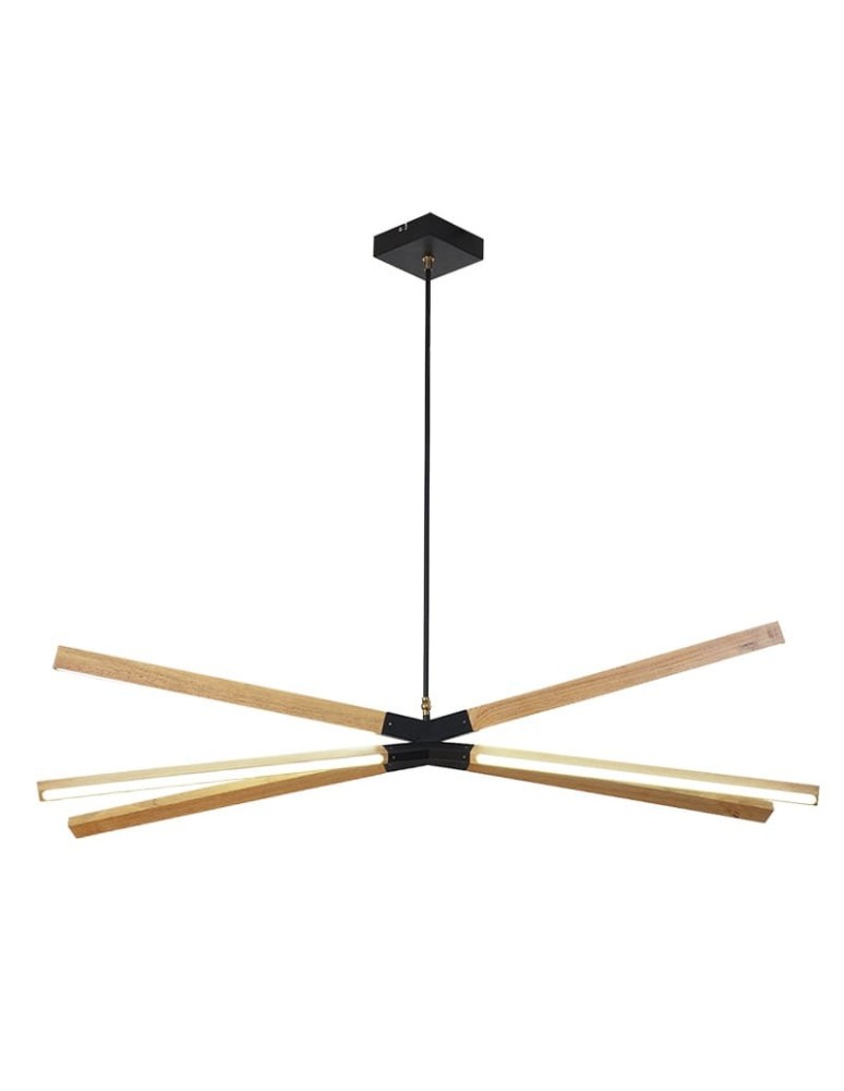 LED pendant lamps - Light Prestige Lugano 6 pendant - 97 cm LED black/wood LP-2828/6P - 97 - product kolory-swiatla.pl 1