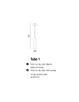 Azzardo TUBO 1 BLACK/CHROM 1xGU10 Pendant Black/Chrome AZ1236 - product 2