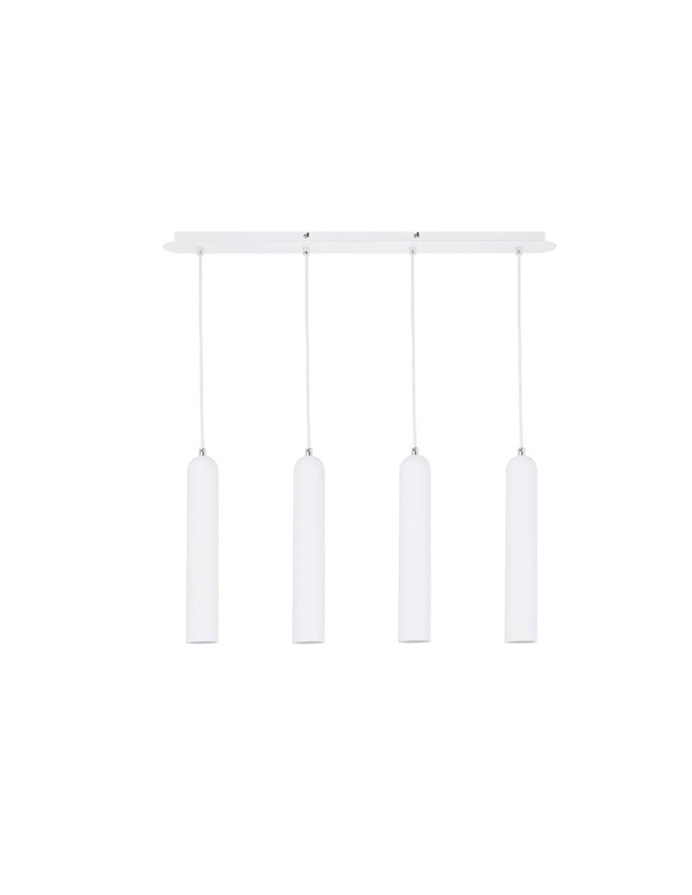 Pendant lamps on a strip - Azzardo TUBO 4 WHITE 4xGU10 Pendant White AZ1239 - product kolory-swiatla.pl 1