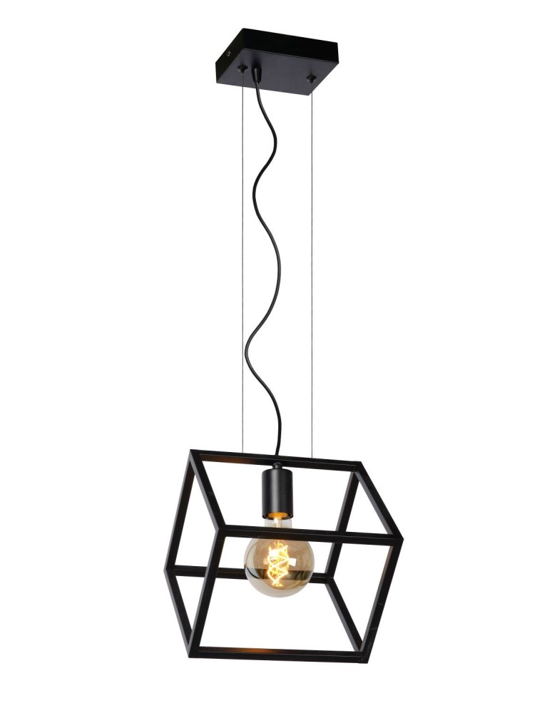 Lampy wiszące - Lucide FABIAN Wisząca Czarny 1xE27 Styl Nowoczesny 00425/01/30 - produkt kolory-swiatla.pl 1