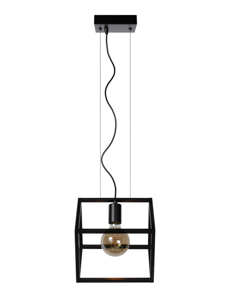 Lampy wiszące - Lucide FABIAN Wisząca Czarny 1xE27 Styl Nowoczesny 00425/01/30 - produkt kolory-swiatla.pl 2