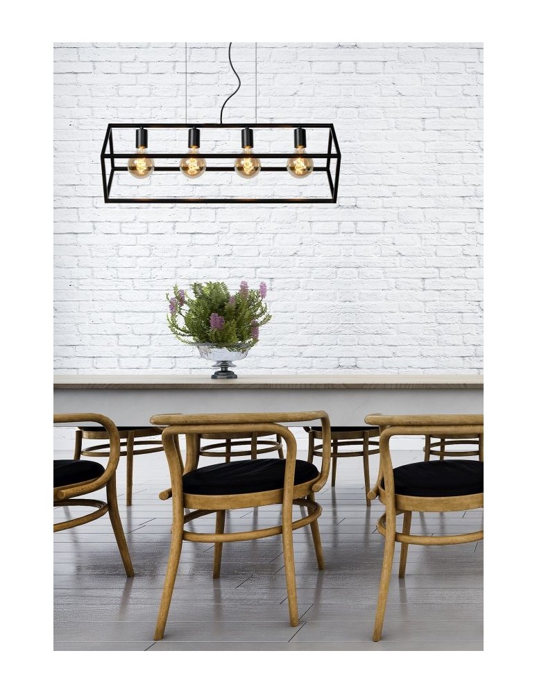 Lucide FABIAN Wisząca Czarny 4xE27 Styl Nowoczesny 00425/04/30