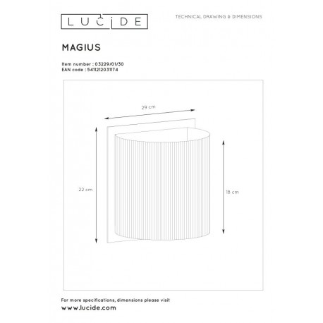 Lucide MAGIUS Ścienna Jasne Drewno 1xE27 Styl Skandynawski 03229/01/30