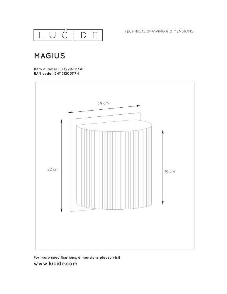 Boho wall lamps - Lucide MAGIUS Wall Light Wood 1xE27 Scandinavian Style 03229/01/30 - product kolory-swiatla.pl 6