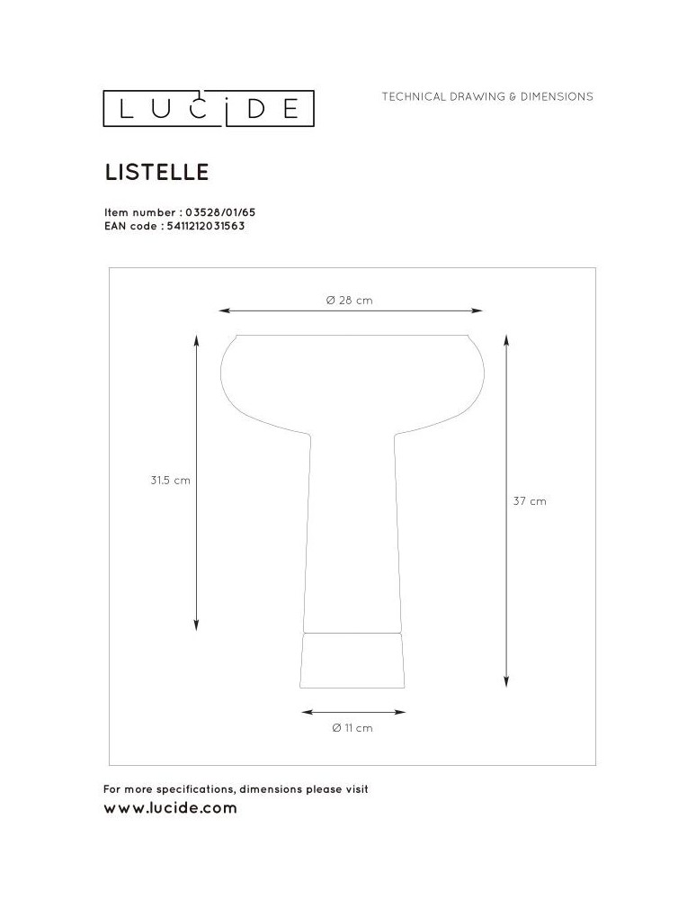 Lampy stołowe - Lucide LISTELLE Stołowa Dymiony Szary 1xE27 Styl Nowoczesny 03528/01/65 - produkt kolory-swiatla.pl 4