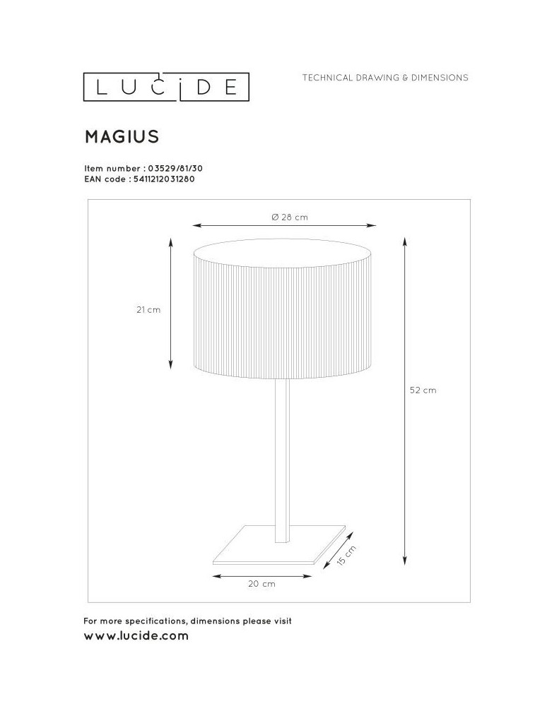 Nightlights - Lucide MAGIUS Table Light Wood 1xE27 Scandinavian Style 03529/81/30 - product kolory-swiatla.pl 8